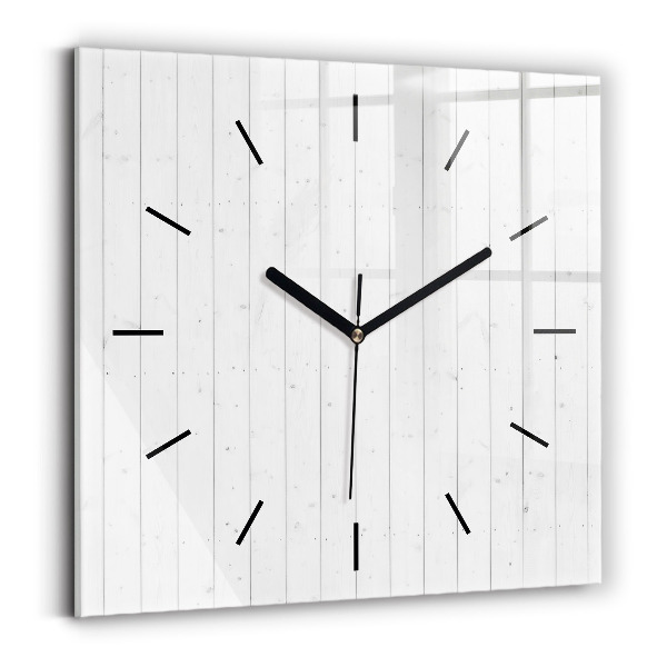 Square glass wall clock Wooden panels pattern