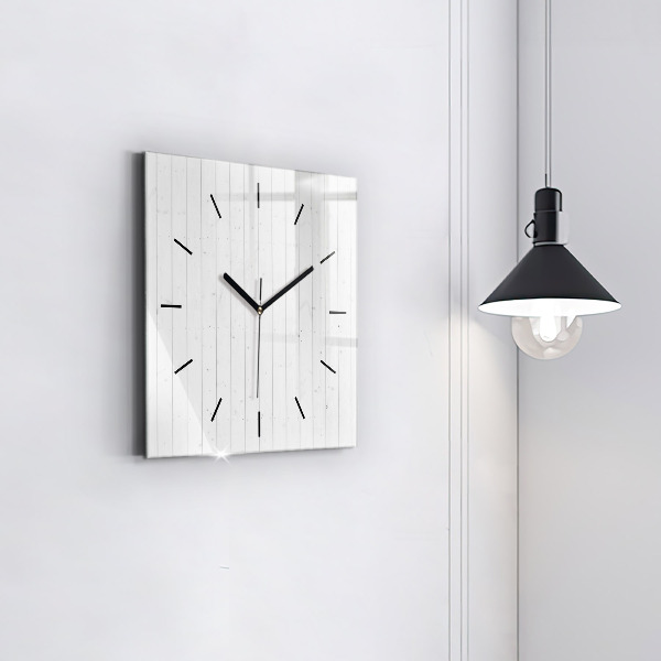 Square glass wall clock Wooden panels pattern