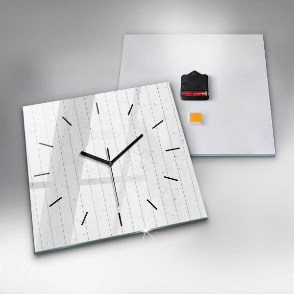 Square glass wall clock Wooden panels pattern