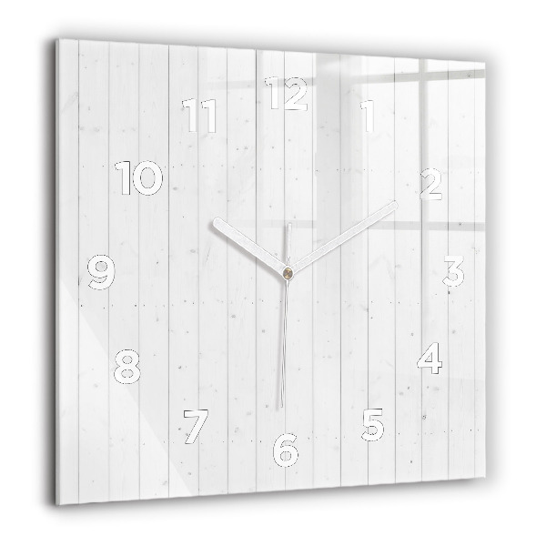 Square glass wall clock Wooden panels pattern