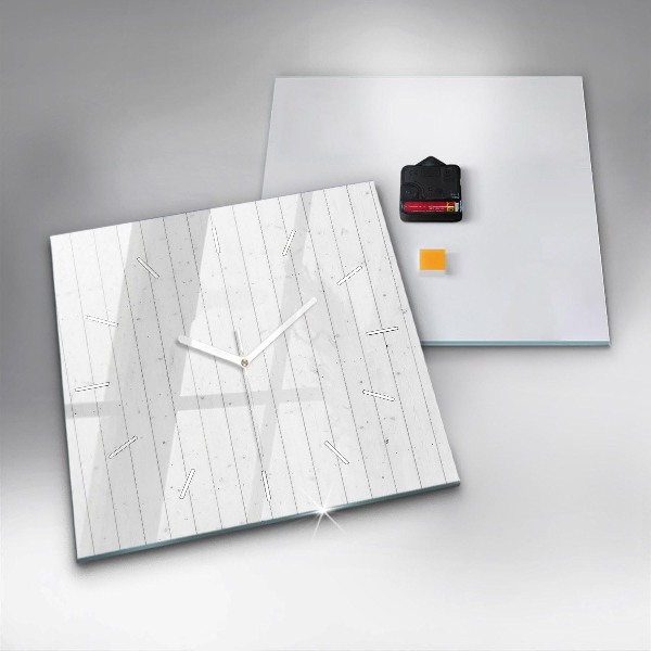 Square glass wall clock Wooden panels pattern