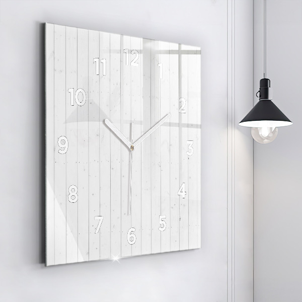 Square glass wall clock Wooden panels pattern