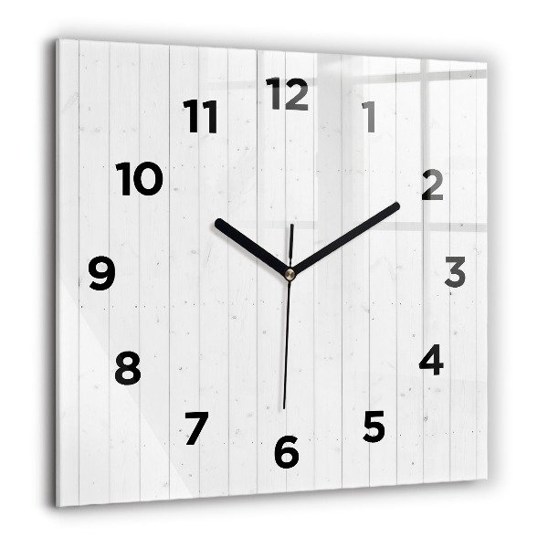 Square glass wall clock Wooden panels pattern