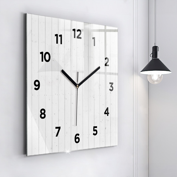 Square glass wall clock Wooden panels pattern