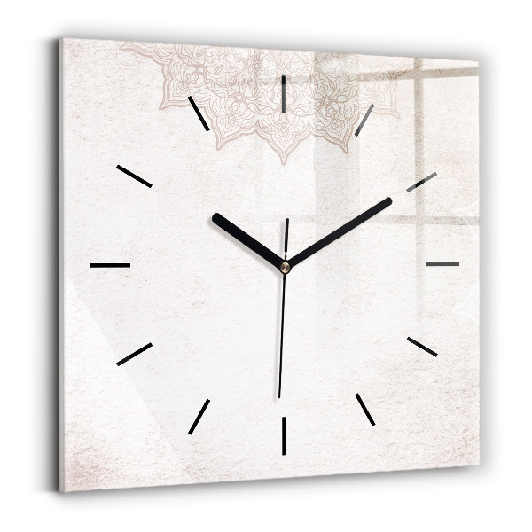 Square glass wall clock Decorative pattern