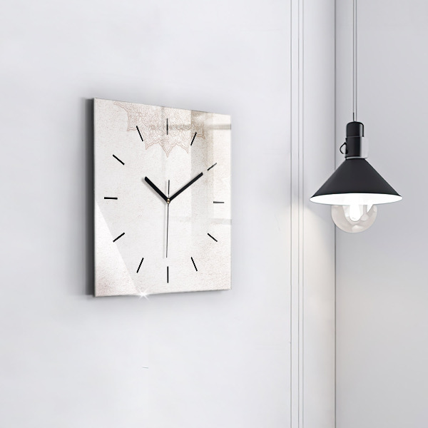 Square glass wall clock Decorative pattern