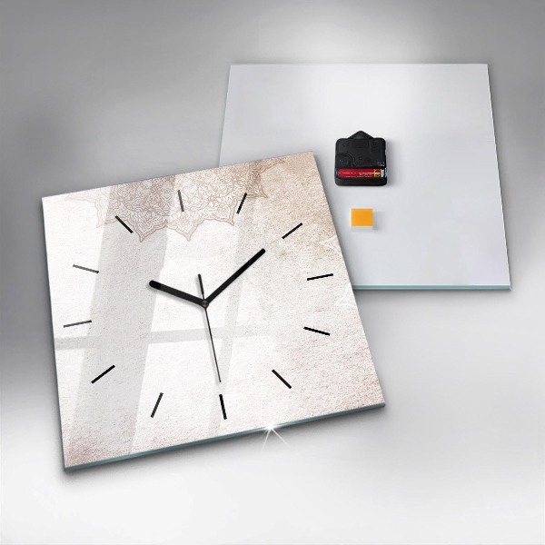 Square glass wall clock Decorative pattern