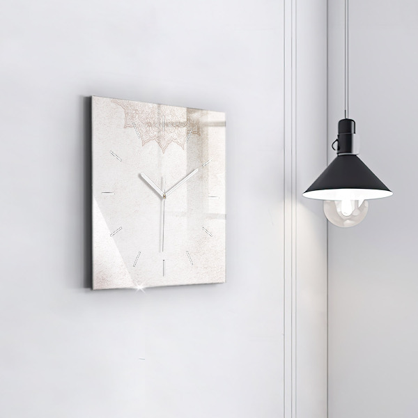 Square glass wall clock Decorative pattern