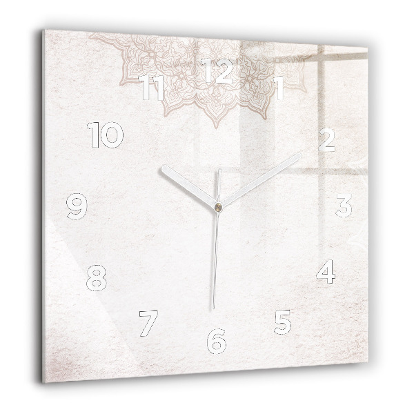 Square glass wall clock Decorative pattern