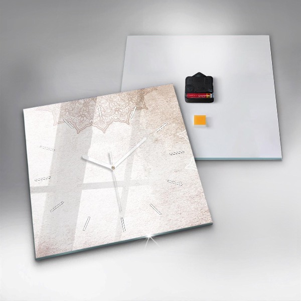 Square glass wall clock Decorative pattern
