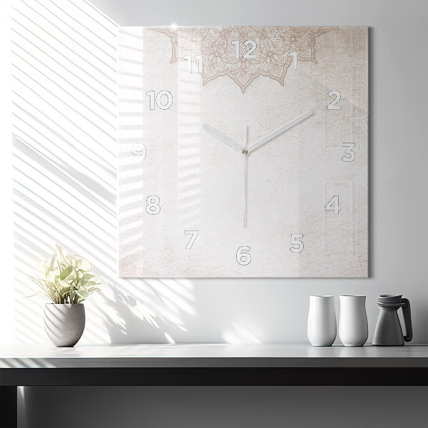 Square glass wall clock Decorative pattern
