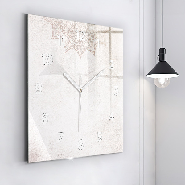 Square glass wall clock Decorative pattern