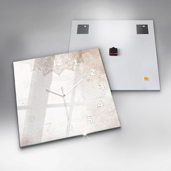 Square glass wall clock Decorative pattern