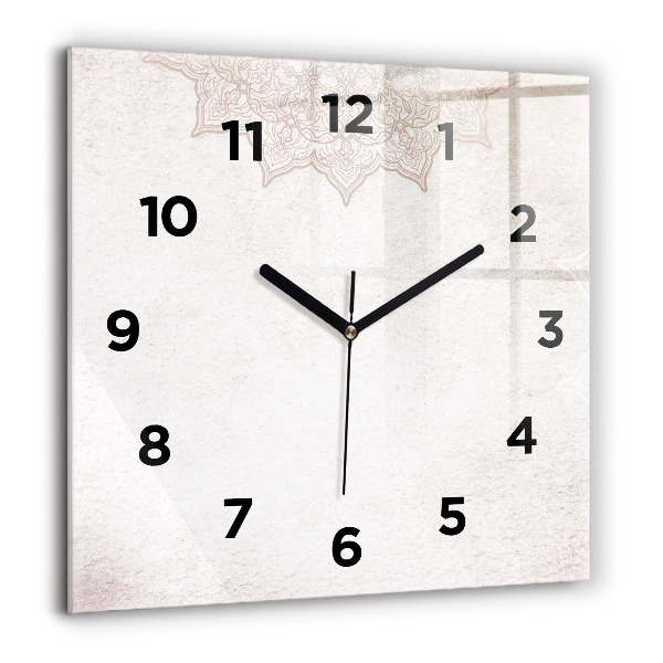 Square glass wall clock Decorative pattern