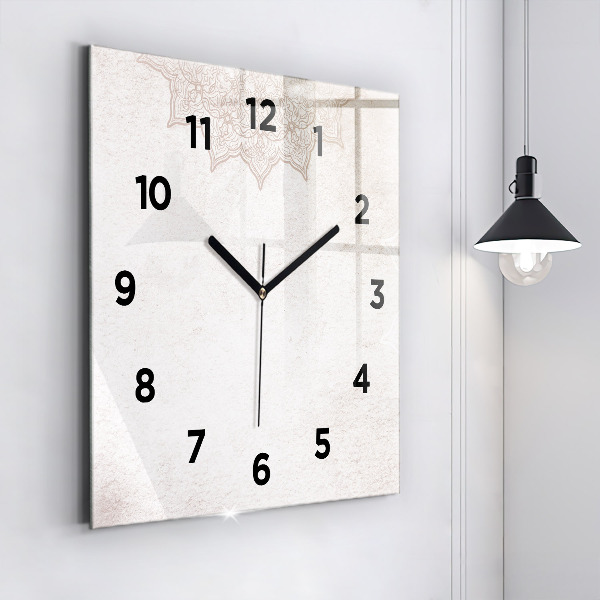 Square glass wall clock Decorative pattern