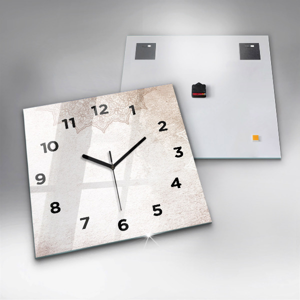 Square glass wall clock Decorative pattern