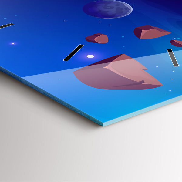 Square glass wall clock Planets galaxy