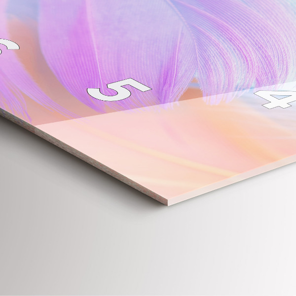 Square glass wall clock Colorful feathers