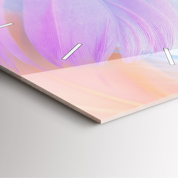 Square glass wall clock Colorful feathers