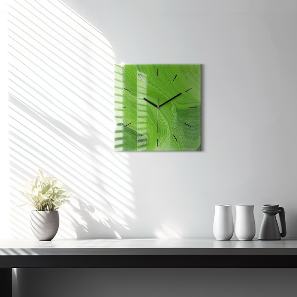 Square glass wall clock Modern waves