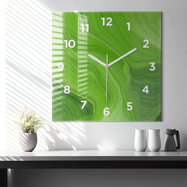 Square glass wall clock Modern waves
