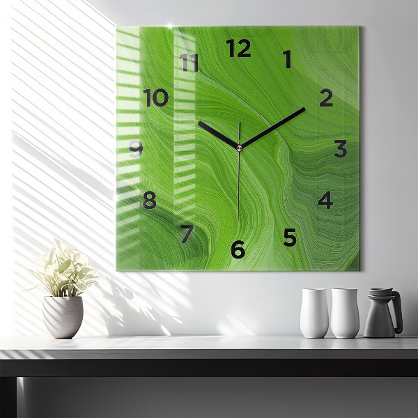 Square glass wall clock Modern waves