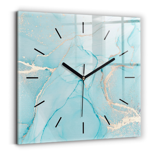 Square glass wall clock Decorative marble