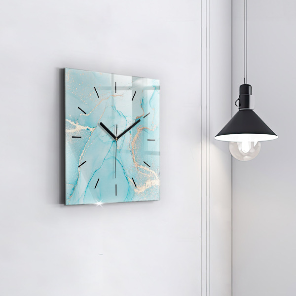 Square glass wall clock Decorative marble