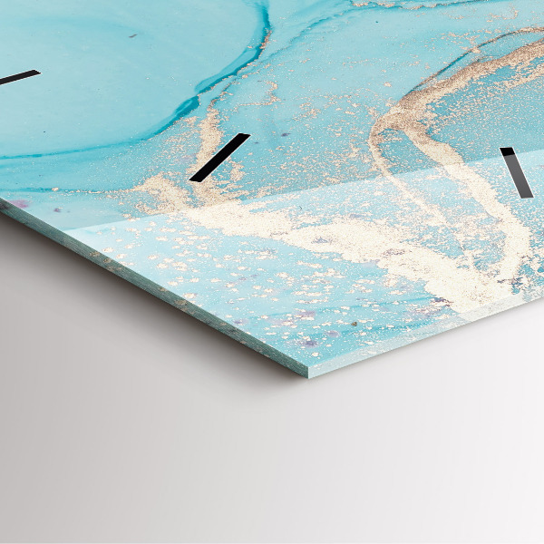 Square glass wall clock Decorative marble