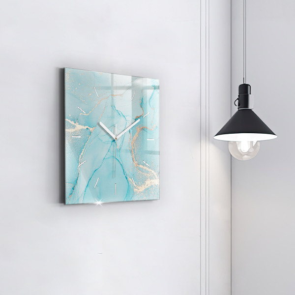 Square glass wall clock Decorative marble
