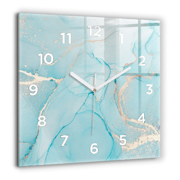 Square glass wall clock Decorative marble