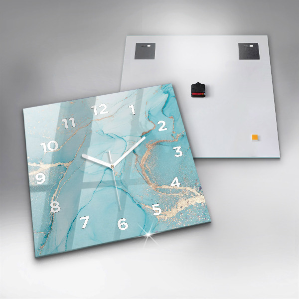 Square glass wall clock Decorative marble