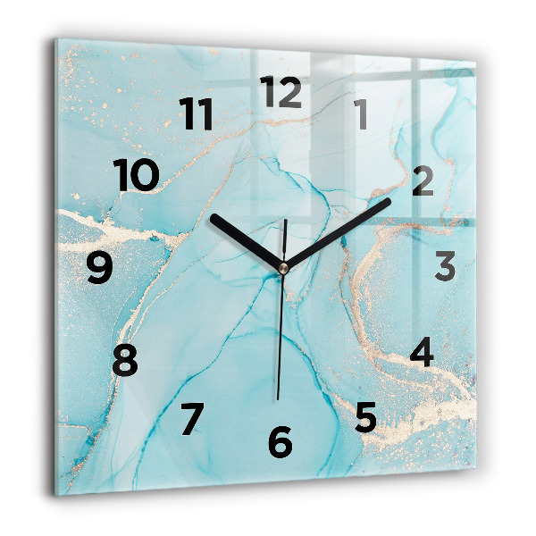Square glass wall clock Decorative marble