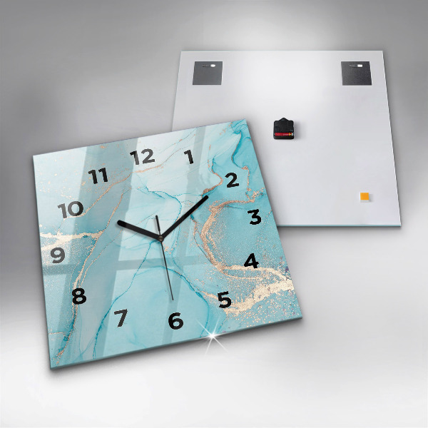 Square glass wall clock Decorative marble