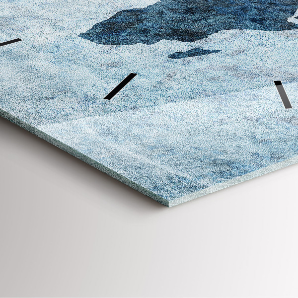 Square glass wall clock Painted world map