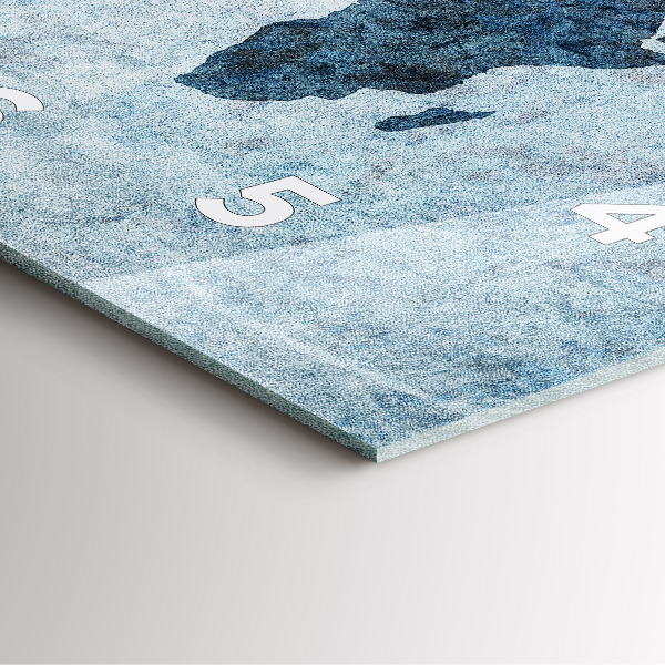 Square glass wall clock Painted world map