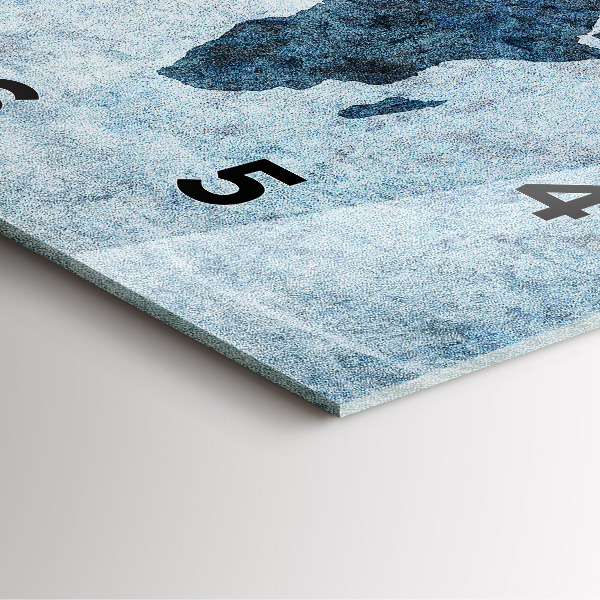 Square glass wall clock Painted world map