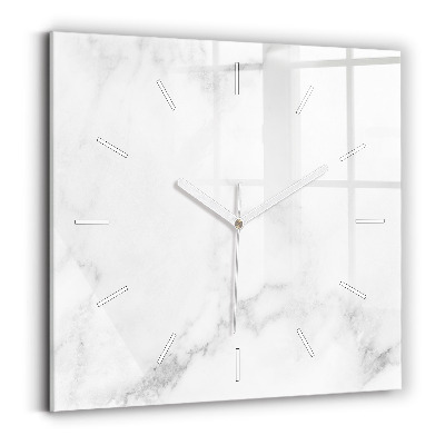 Square glass wall clock Elegant marble