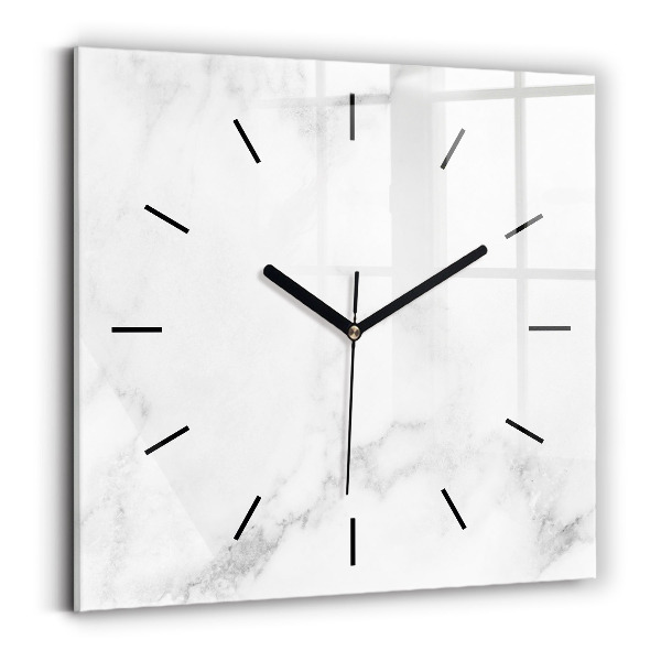 Square glass wall clock Elegant marble