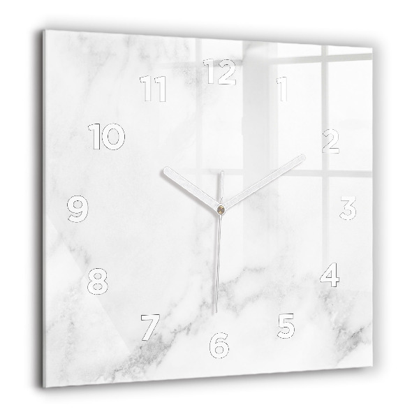 Square glass wall clock Elegant marble