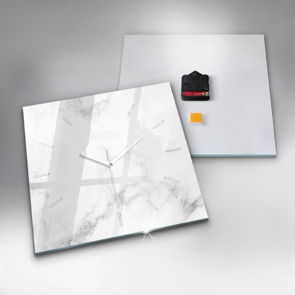Square glass wall clock Elegant marble