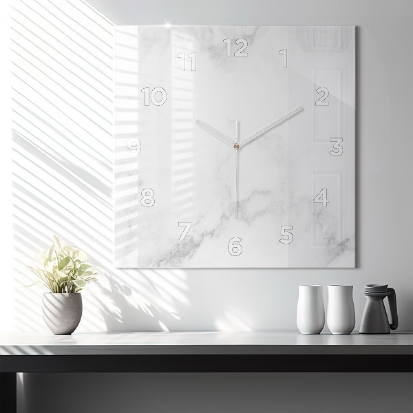 Square glass wall clock Elegant marble