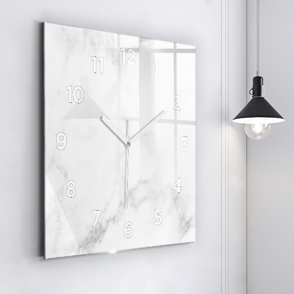 Square glass wall clock Elegant marble