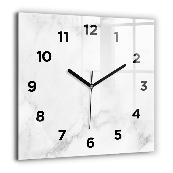 Square glass wall clock Elegant marble