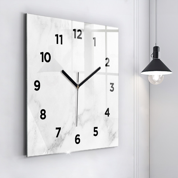 Square glass wall clock Elegant marble