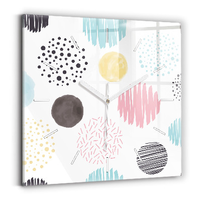 Square glass wall clock Geometric pattern