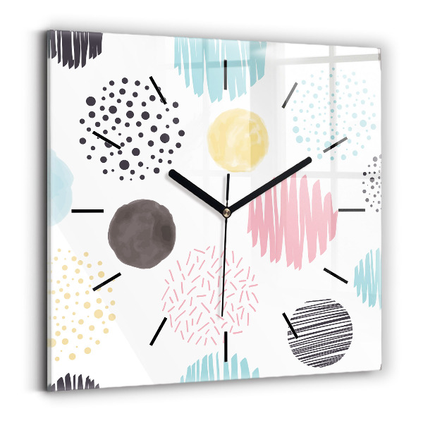 Square glass wall clock Geometric pattern