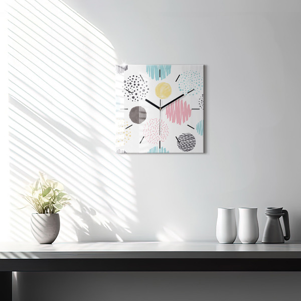 Square glass wall clock Geometric pattern