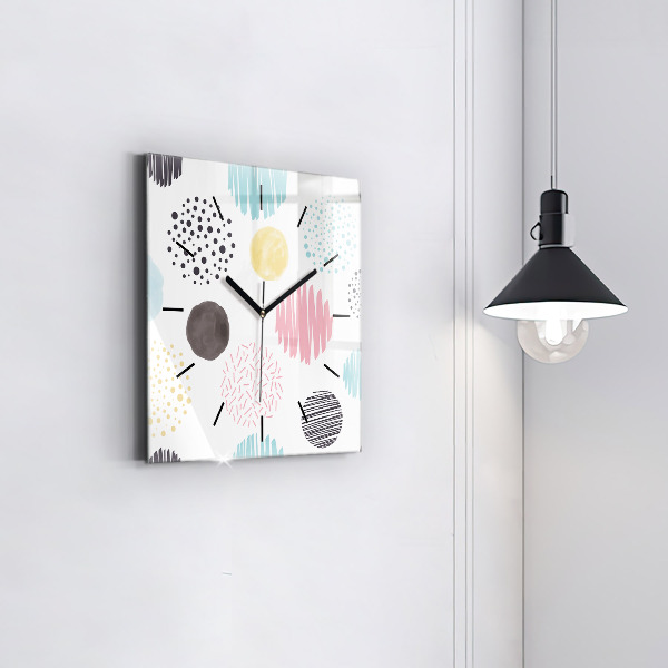 Square glass wall clock Geometric pattern