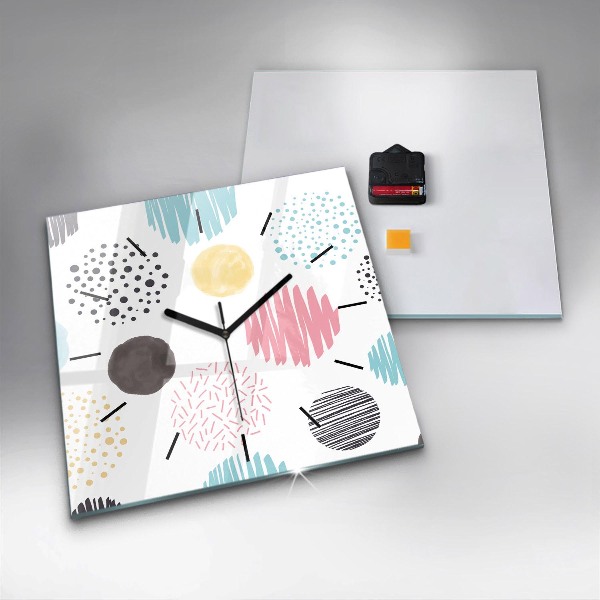 Square glass wall clock Geometric pattern